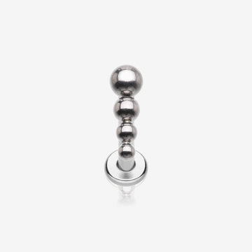 Implant Grade Titanium Cascading Beaded Ball Top Internally Threaded Labret Flat Back Stud